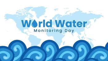 World Water Monitoring Day. Vector illustration with world map on background