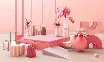 geometric shape memphis style minimal style on pastel color 3d rendering photo