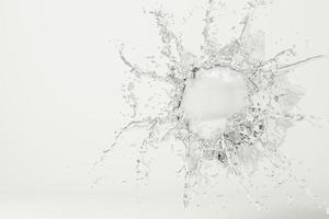 Abstract black water ball splash isolated on black background. 3d rendering photo