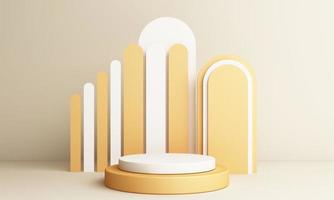 Abstract pink Composition with Podium. Minimal Studio with Round Pedestal and Copy Space , geometric shape pastel, 3d rendering photo