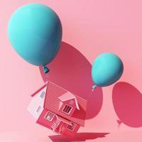 many balloon with object on background 3d rendering photo