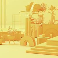 geometric shape memphis style minimal style on pastel color 3d rendering photo