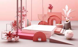 geometric shape memphis style minimal style on pastel color 3d rendering photo
