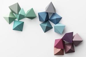 Set of colorful red,purple,pink,grey realistic geometric shape with fabric texture on white background. 3d rendering photo