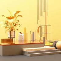 geometric shape memphis style minimal style on pastel color 3d rendering photo