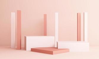 Abstract Composition with Podium. Minimal Studio with Round Pedestal and Copy Space , geometric shape pastel, 3d rendering photo