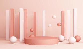 Abstract pink Composition with Podium. Minimal Studio with Round Pedestal and Copy Space , geometric shape pastel, 3d rendering photo