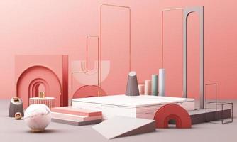 geometric shape memphis style minimal style on pastel color 3d rendering photo