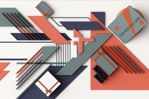 light bulbs concept abstract composition of geometric shapes platforms in blue and orange tone. 3d rendering photo