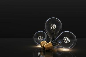 Low glowing electric vintage bulb lamp on background. 3d rendering photo