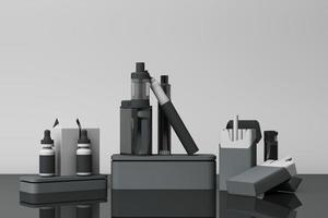 Modern electronic mod vaping device,Vape with cigarette in white tone color. 3d rendering photo