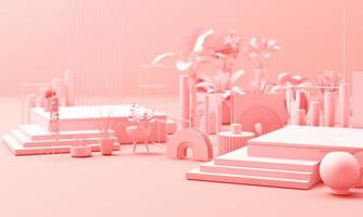 geometric shape memphis style minimal style on pastel color 3d rendering photo