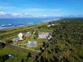 Beautiful aerial view, natural panorama - Tourist boat on Menganti beach, Central Java-Indonesia. photo