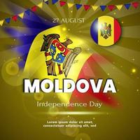 27th August of Independence Day of Moldova. Banner and poster template design.