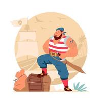 Pirate at the Beach Concept vector