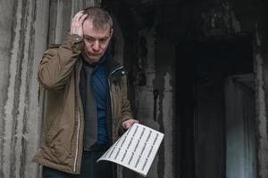 Man thought about his problems and debts photo