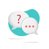 3d vector question sign and dots answer on speech bubble icon design