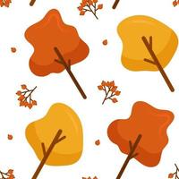 Vector Autumn Seamless Pattern With Decorative Trees and Berries. Perfect for Gift Paper, Textile, etc.