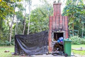 Incinerator in forest photo