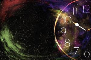 nebula in galaxy with clock,abstract background. photo