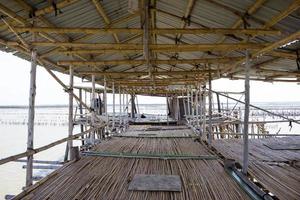 View of Bamboo House in Thailand,Krateng in the middle of the sea. photo