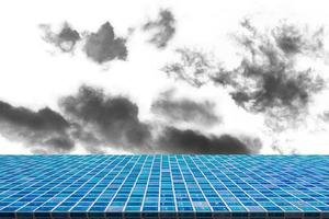 Textured cloud with mosaic deck tabletop,isolated on white background photo