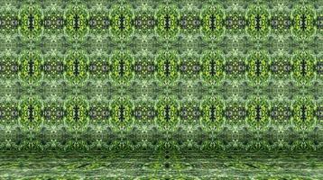 Empty room with abstract pattern,Green leaves background photo