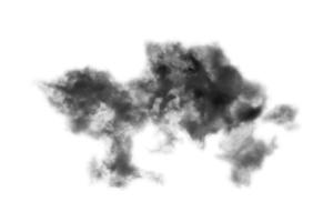 nube aislada sobre fondo blanco, textura de humo, negro abstracto foto