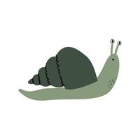 Hand drawn snail in flat style. vector children's illustration.