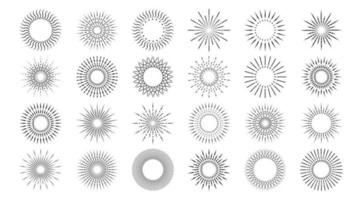 conjunto de rayos de luz, rayos de sol. ilustración vectorial