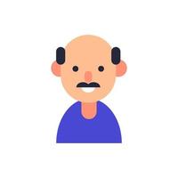 Vector flat illustration for web sites, apps, books, articles. Color illustration adult man with bald head and mustache. Flat avatar for applications