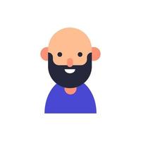 Vector flat illustration for web sites, apps, books, articles. Color illustration of bearded man with bold head. Flat avatar for applications