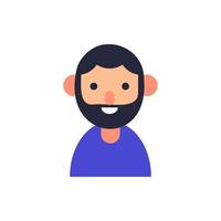 Vector flat illustration for web sites, apps, books, articles. Color illustration of black haired and bearded man. Flat avatar for applications