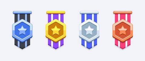 Shiny Hexagon Gamification Medals vector