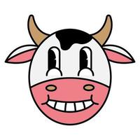 happy cow head cartoon. vintage cartoon vector