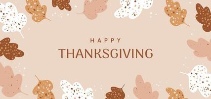 Happy Thanksgiving Day - holiday Background with abstract oak leaves and texture of a terrazzo vector
