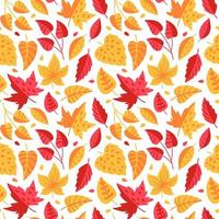 Seamless pattern with red and orange autumn leaves. Unique design for gift paper, fill drawings, background web pages, autumn greeting cards vector