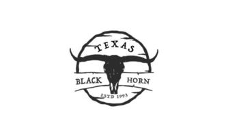 texas longhorn, country western bull ganado diseño de logotipo de etiqueta vintage vector