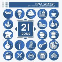Icon Set Italy. suitable for education symbol. long shadow style. simple design editable. design template vector. simple illustration vector
