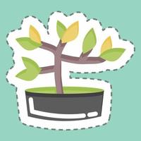 Sticker line cut Bonsai. suitable for Garden symbol. simple design editable. design template vector. simple illustration vector