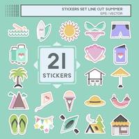 Sticker line cut Set Summer. suitable for education symbol. simple design editable. design template vector. simple illustration vector