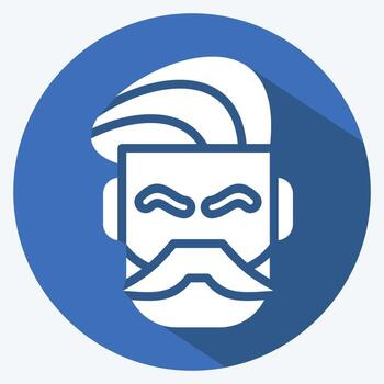 icono de bigote y barba. adecuado para el símbolo de la barbería. estilo de sombra larga. diseño simple editable. vector de plantilla de diseño. ilustración sencilla