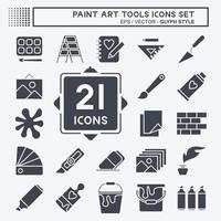 Icon Set Paint Art Tools. suitable for education symbol. glyph style. simple design editable. design template vector. simple illustration vector