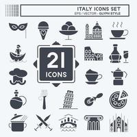 Icon Set Italy. suitable for education symbol. glyph style. simple design editable. design template vector. simple illustration vector