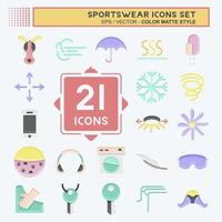 conjunto de iconos de ropa deportiva. adecuado para el símbolo de la educación. estilo plano diseño simple editable. vector de plantilla de diseño. ilustración sencilla