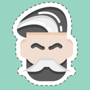 Sticker line cut Mustache And Beard. suitable for Barbershop symbol. simple design editable. design template vector. simple illustration vector