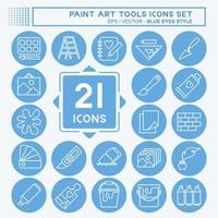 Icon Set Paint Art Tools. suitable for education symbol. blue eyes style. simple design editable. design template vector. simple illustration vector