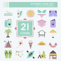 Icon Set Summer. suitable for education symbol. flat style. simple design editable. design template vector. simple illustration vector