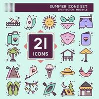 Icon Set Summer. suitable for education symbol. MBE style. simple design editable. design template vector. simple illustration vector