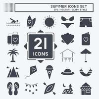 Icon Set Summer. suitable for education symbol. glyph style. simple design editable. design template vector. simple illustration vector